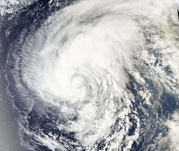 NASA MODIS -satelliittikuva: Typhoon Dujuan.