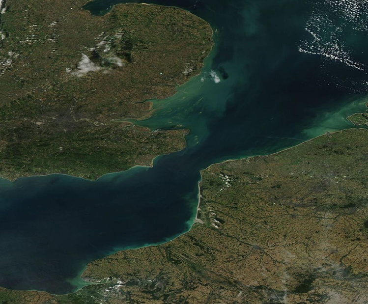 NASA MODIS -satelliittikuva: Strait of Dover.
