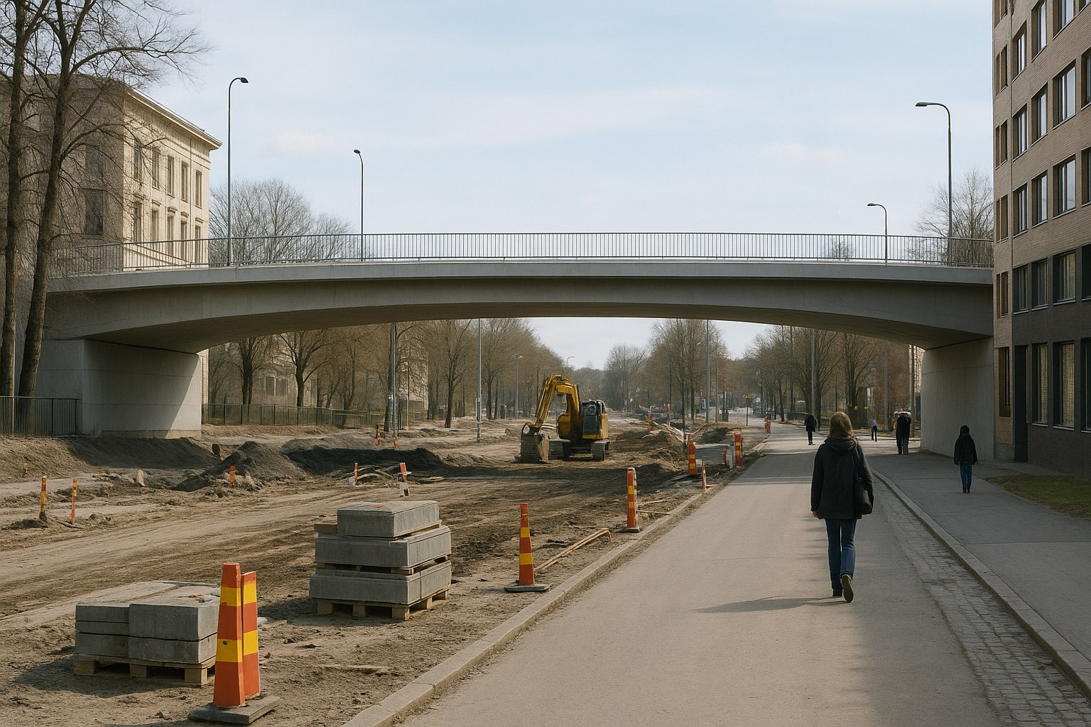Kuvituskuva: Arkadiankadun uusi silta valmis, katutyöt jatkuvat